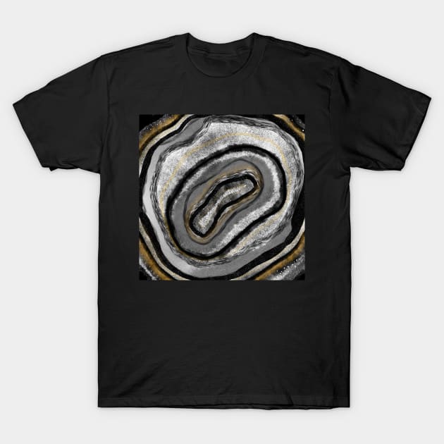 Black and Gold Geode T-Shirt by lizzyad